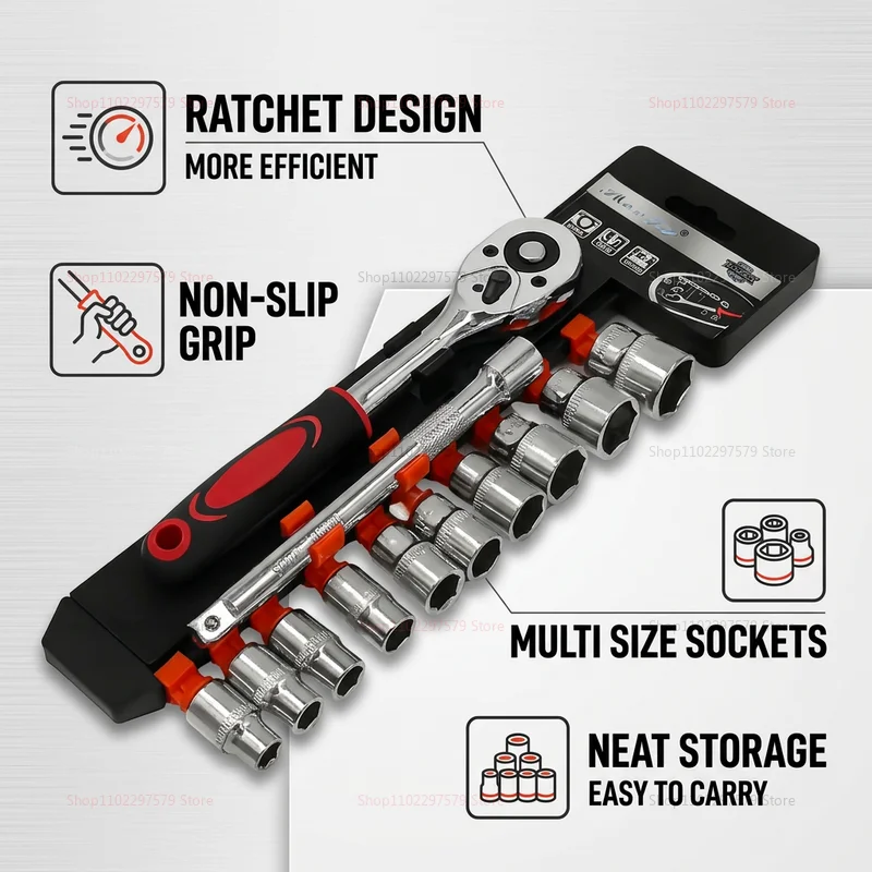 12피스 자동차 소켓 세트(1/4인치 퀵 래칫 렌치, - Hand Tools Maintenance Workshop 리뷰 및 가격
