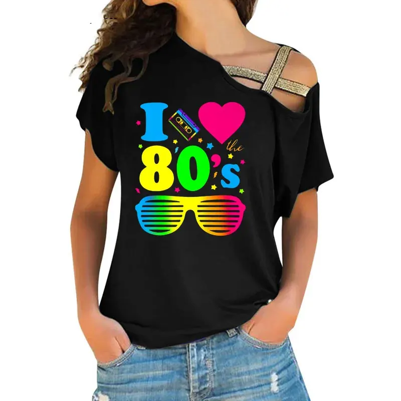 I Love The 80s Clothes Women for T-Shirt and Party Funny Tee Irregular Women T Shirt Tops  Aesthetics Fashion Sexy Tees