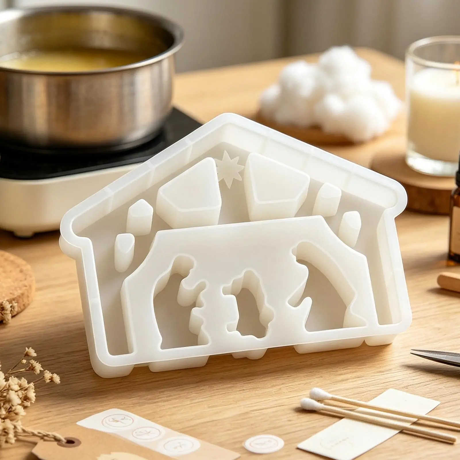 Christmas Molds Non-Stick DIY Funny Nativity Scene Craft Supplies Holy Family Silicone Christmas Molds for Epoxy Wax Candle Home