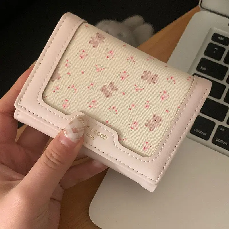 Neue florale Bären-Geldbörse im süßen koreanischen Stil, Mini-Kartenhalter, tragbare Münzbörse, süßes Geschenk für Frauen, Studenten, Accessoires – Detail 3