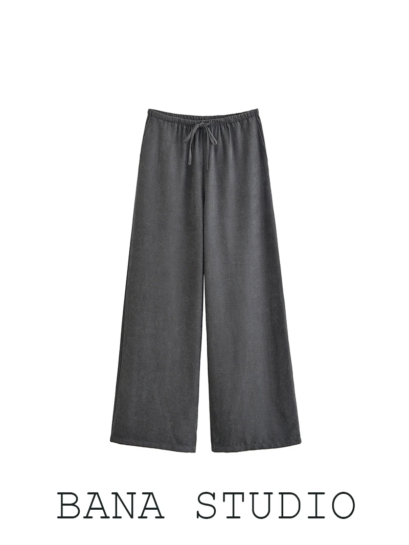 

Спортивные брюки BANA с широкими штанинами и прямым кроем, повседневные, с высокой талией, из эластичной ткани, однотонные, пошив на заказ