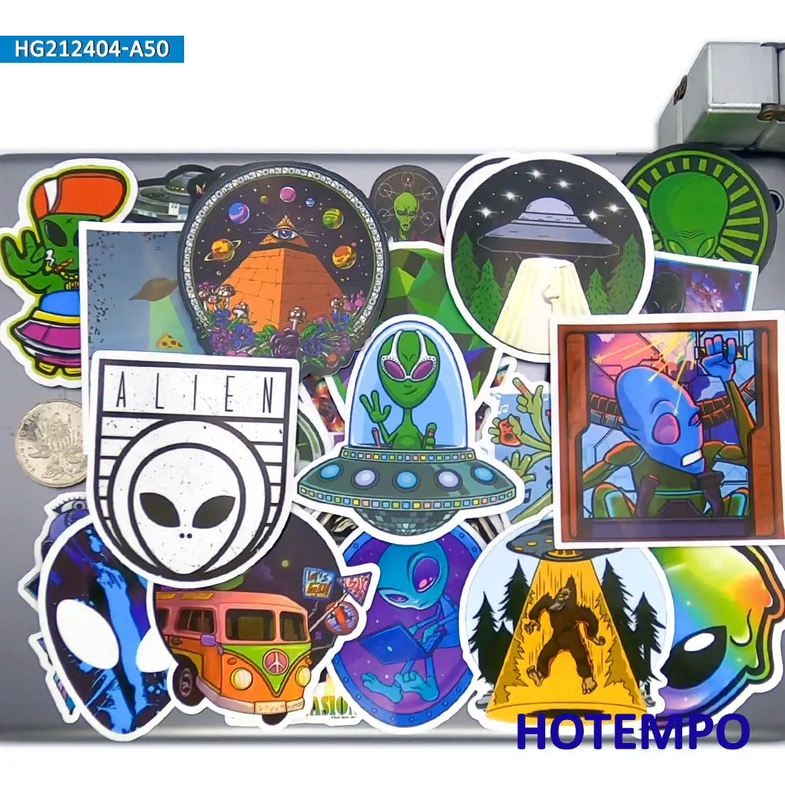 20/30/50PCS Retro Aliens Stickers Space Roswell ET UFO Funny Decals for Luggage Phone Laptop Helmet Bike Car Motorcycle Sticker