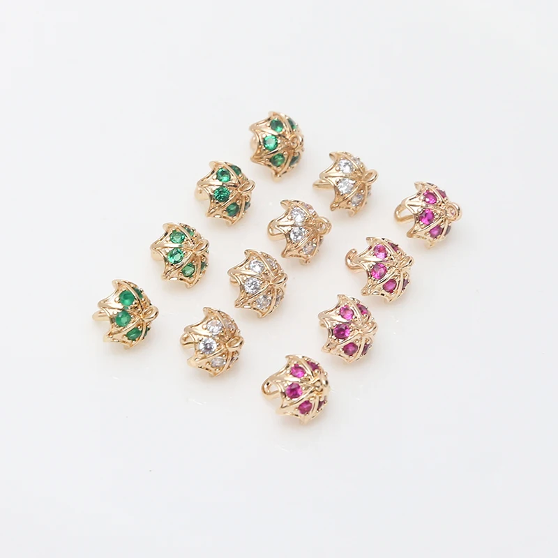 6pcs Copper-plated Gold Color Inlaid Zircon A Piao Ghost Holding Umbrella Diy Handmade Baroque Pearl Scepter Accessories Charms