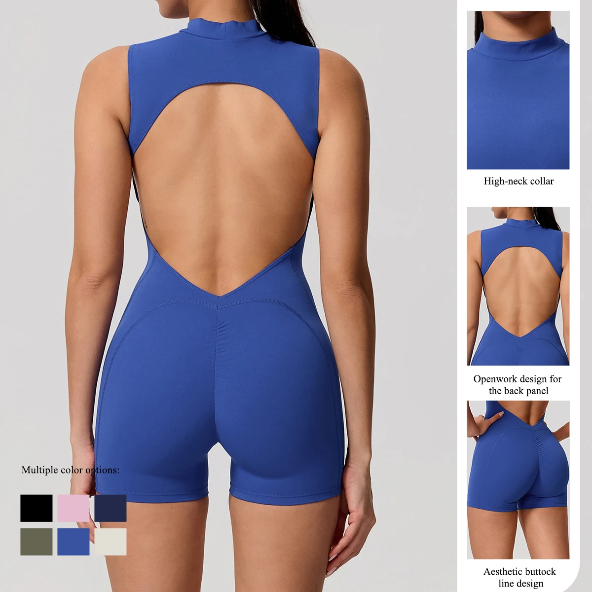 New Summer Women's Sleeveless Back Hollow Jumpsuit Female Sports Suit Fitness Yoga Clothing Peach Hipo Gym Overalls 1 Pcs