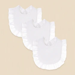 3pcs/set Solid White Cotton Gauze Lace Baby Towel Newborn Feeding Saliva Towel Bandana Baby Cotton Bibs
