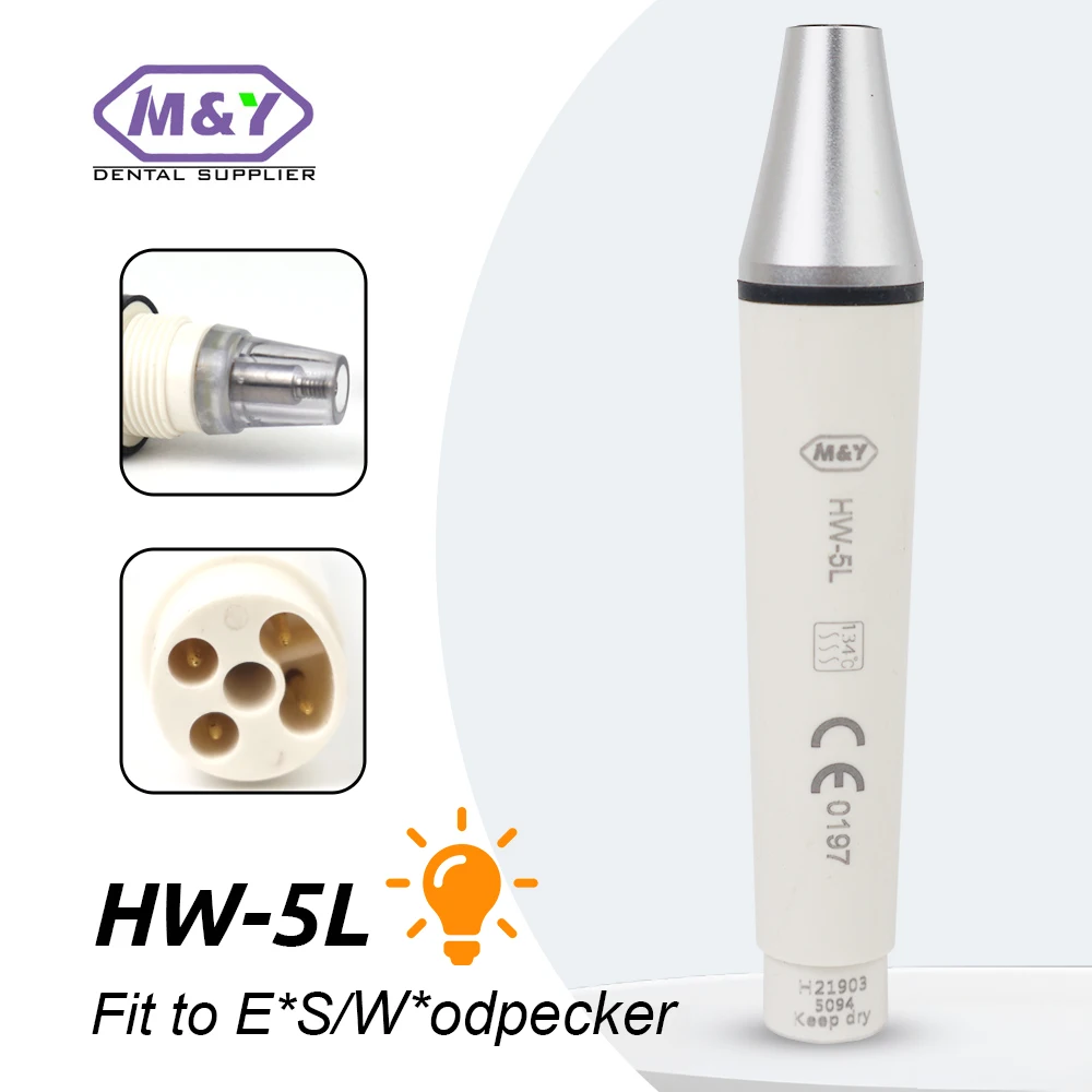 

Dental Ultrasonic Scaler Handpiece Dental Scaling Handle HW-5L with LED light Fit for E*M Ultrasonic Piezo Scaler 135°Sterilized