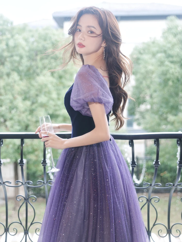 

Ele Long Evening Gown Women's Host Ball Dr Luxury Sensation Purple Vocal Solo Performance Slimming Effect