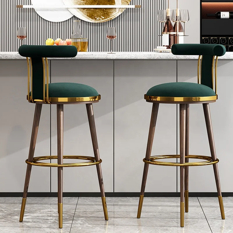 Modern Velvet Counter Height Bar Stool Emerald Green Velvet Barstool Bar Chair