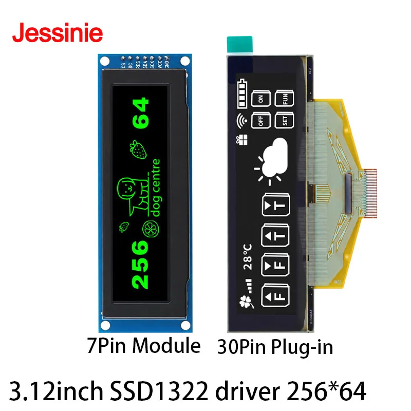 3.12 inch OLED Display 3.12'' LCD SSD1322 Driver 256*64 SPI Serial Interface White Blue Yellow Green 30Pin Bare Screen Module