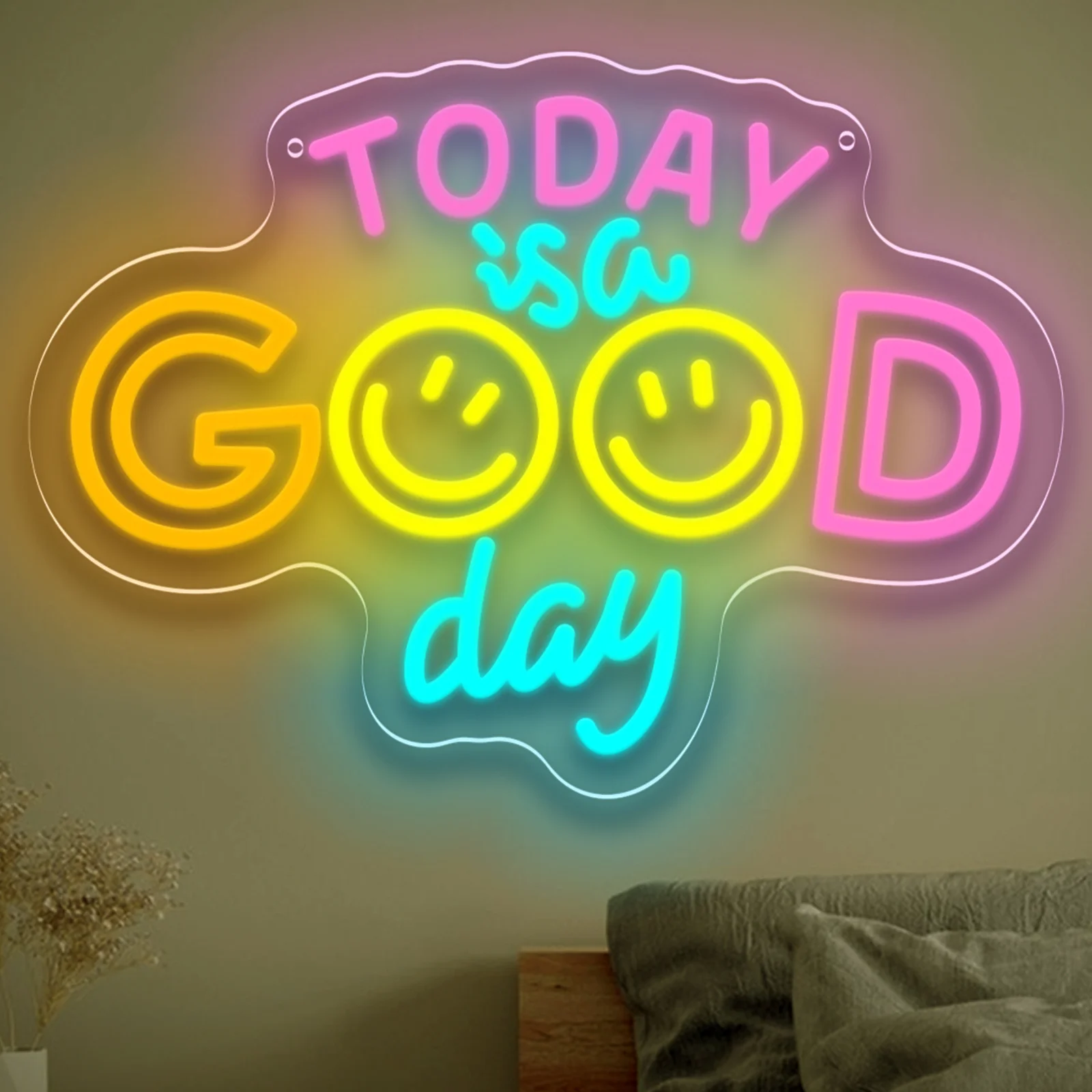 

Today Is A Good Day Neon Sign USB Dimmable LED Neon Light for Bedroom Living Rooms Studies Cafe Store Wall Decor Birthday Gift
