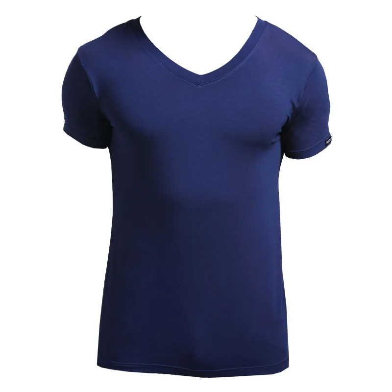 Sommerliches, eng anliegendes Herren-T-Shirt mit Rundhalsausschnitt und V-Ausschnitt, einfarbiges Tanktop, schmal geschnittenes Sport-Unterhemd