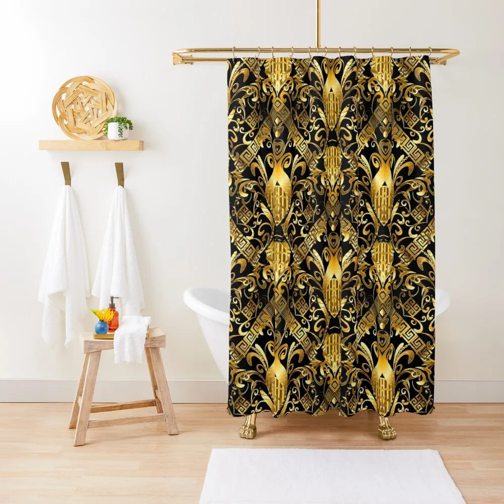 

bourgeois style full golden Shower Curtain Anime Shower Shower Bath Luxury Bathroom Curtain