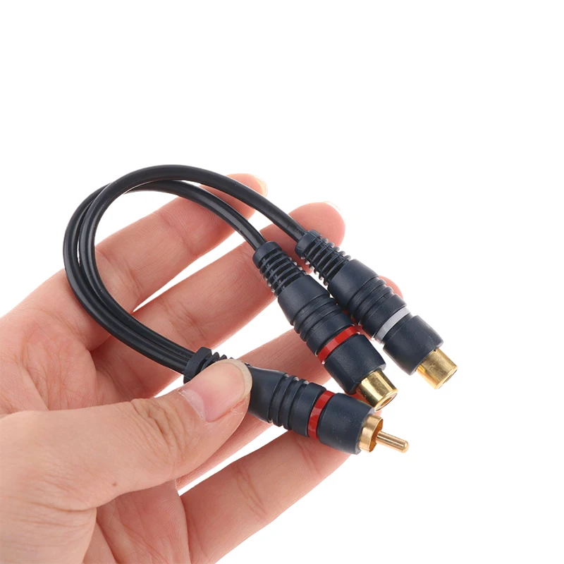 Distributor Converter Speaker Gold Cable Cord Line Cooper Wire 2 RCA Female To 1 RCA Male Splitter Cable Audio Splitter