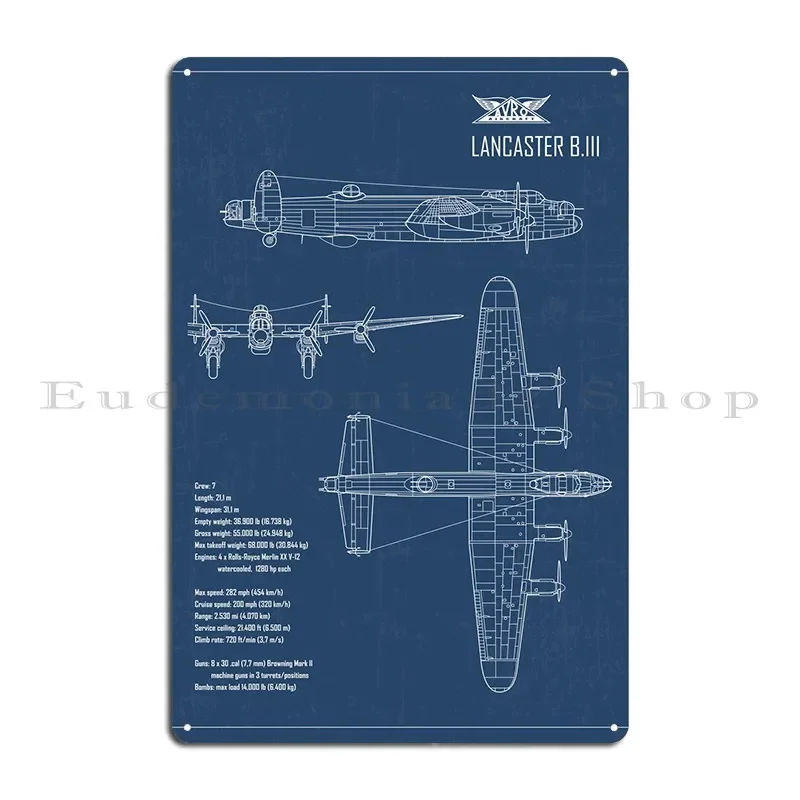 Avro Lancaster Ww2 Bomber Metal Plaque Wall Cave Decoration Design Character Club Tin Sign Poster