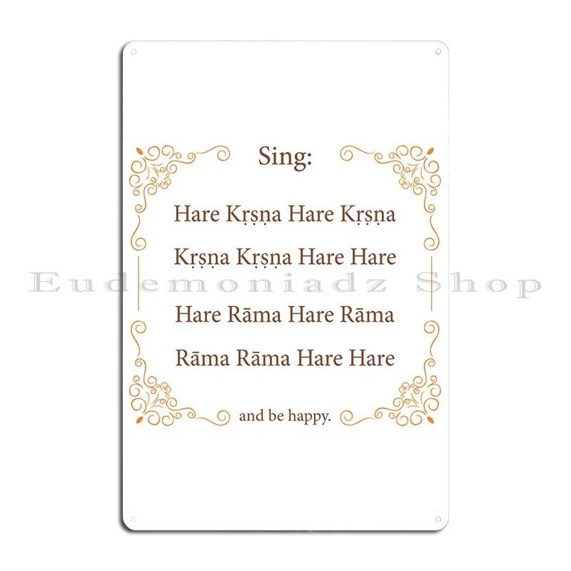 Hare Krishna Movement Mant Metal Sign Design Painting Living Room Character Mural Tin Sign Poster