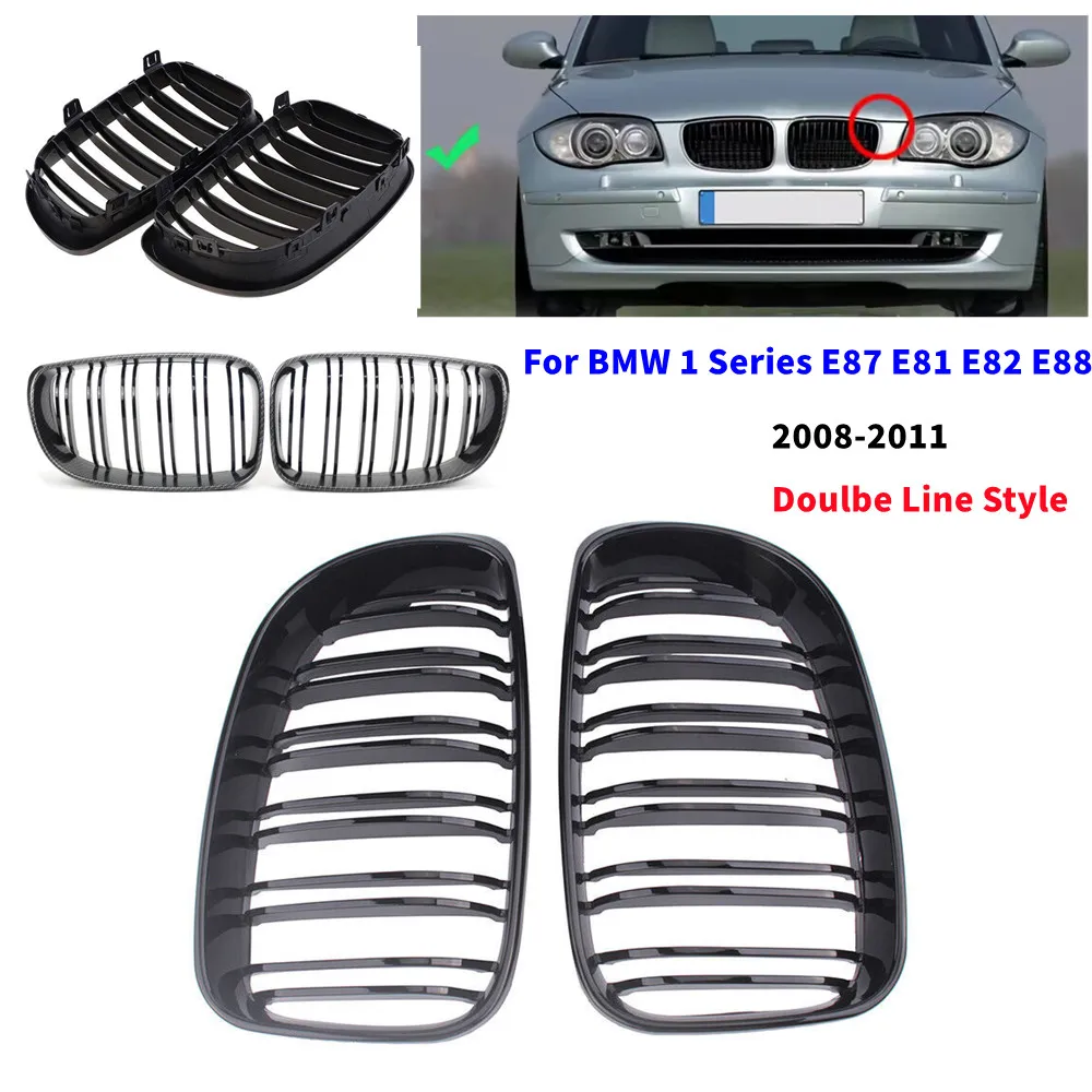 

Для BMW 1 серии E87 E81 E82 E88 2008-2011: передняя решетка радиатора (ноздри) в стиле Racing, двойная сетка, запчасти для замены