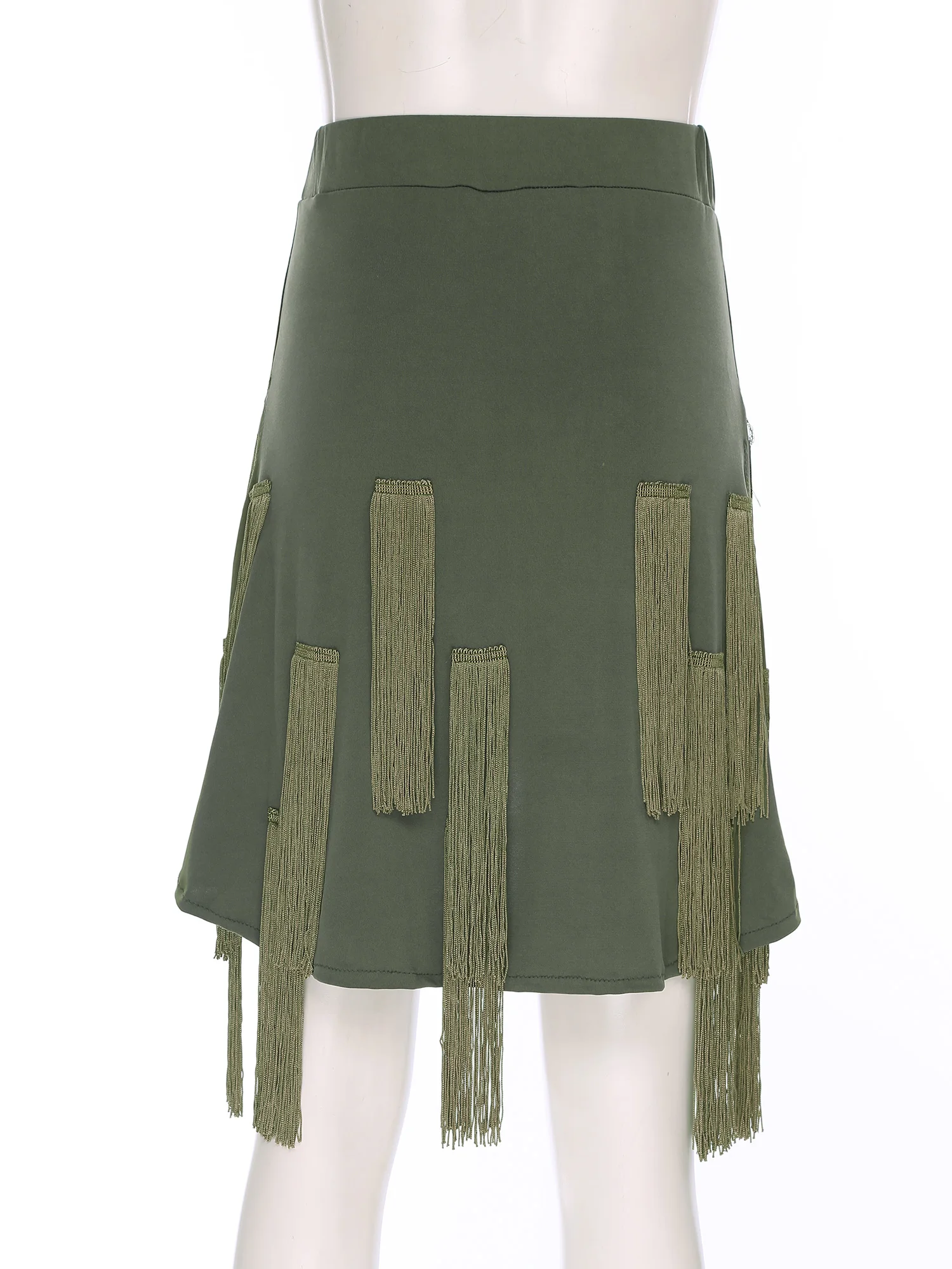 Women Dance Latin Tango Skirts Irregular Hem with Tassel Fringe Skirts with Built-in Shorts for Ballroom Samba Rumba Belly Dance