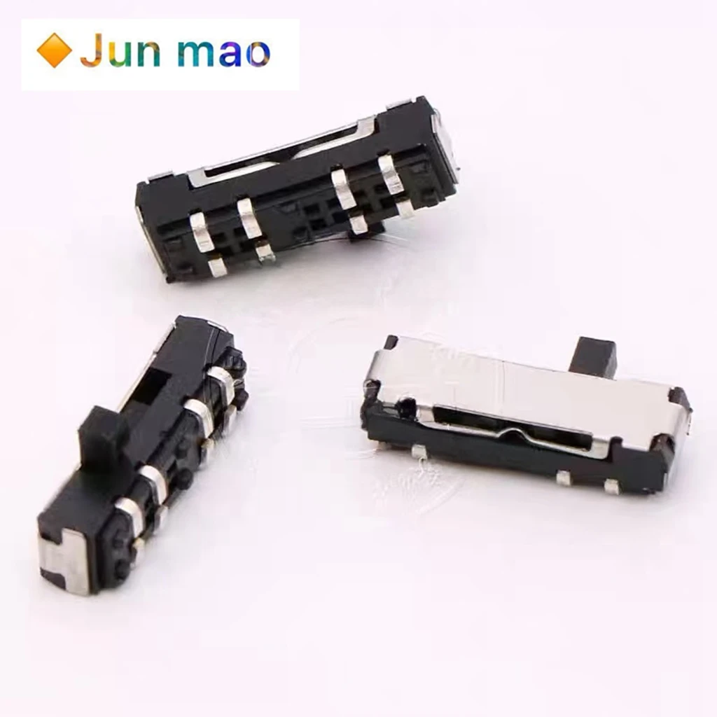 10PCS MSKT-23D19 (2P3T) dual row three position eight foot horizontal patch mini toggle switch package with U-shaped legs