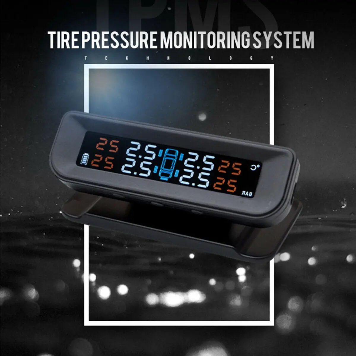 Hot Selling-Solar Wireless USB TPMS Car Tire Pressure Monitor System HD LCD Display 4 External Sensor Tire Pressure Temperature