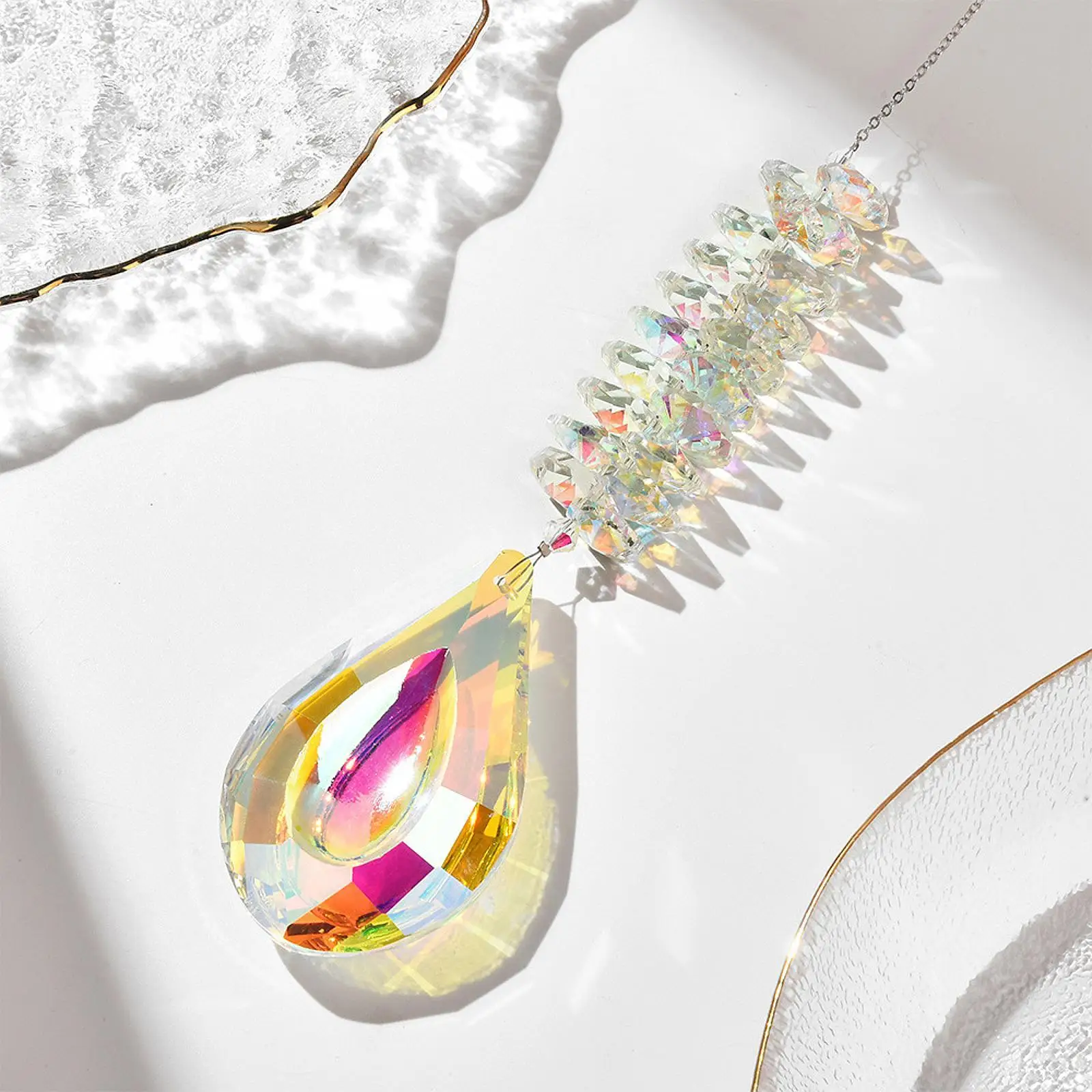 بريزم قلادة زجاجية معلقة ديكور مكتب المنزل غرفة نوم داخلي هدية سحر حلية #4