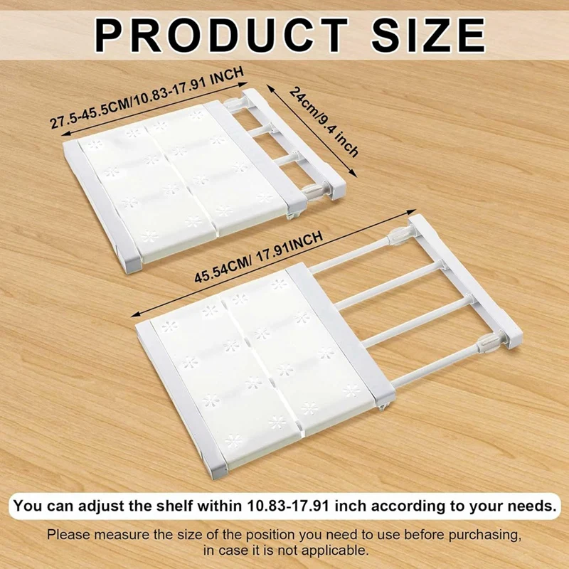 4 Pcs Closet Tension Shelf Rod Expandable Shelf Locker Organizer Adjustable Metal Storage Rack Scalable-AD23