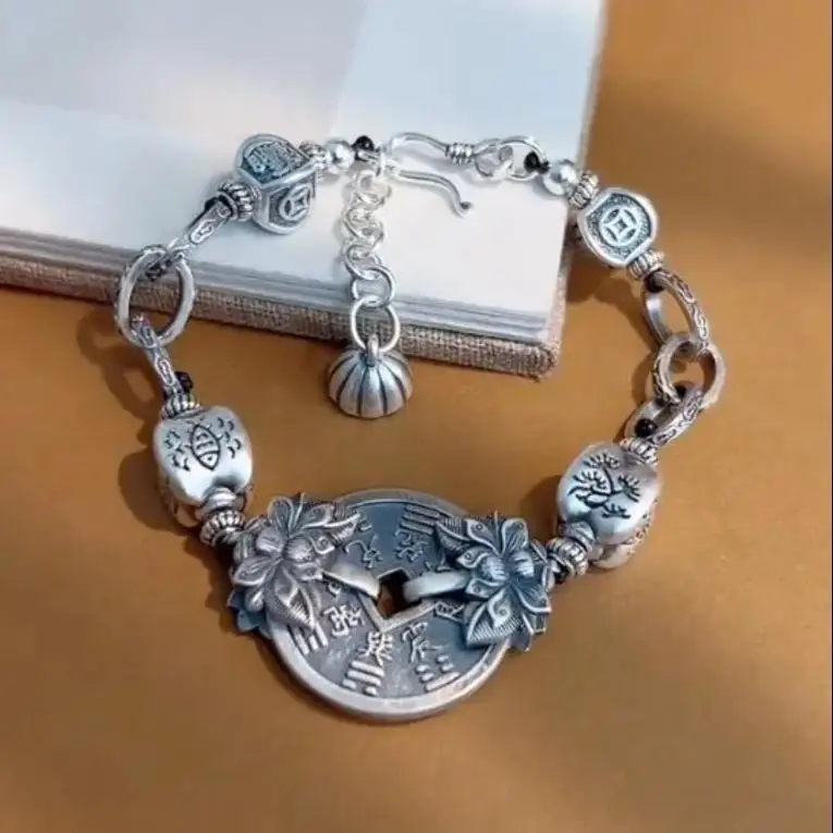 

Браслет Guofeng Mountain Ghost, новый китайский стиль, ретро легкий роскошный колокольчик-цепочка, модная национальная мода, этнический стиль