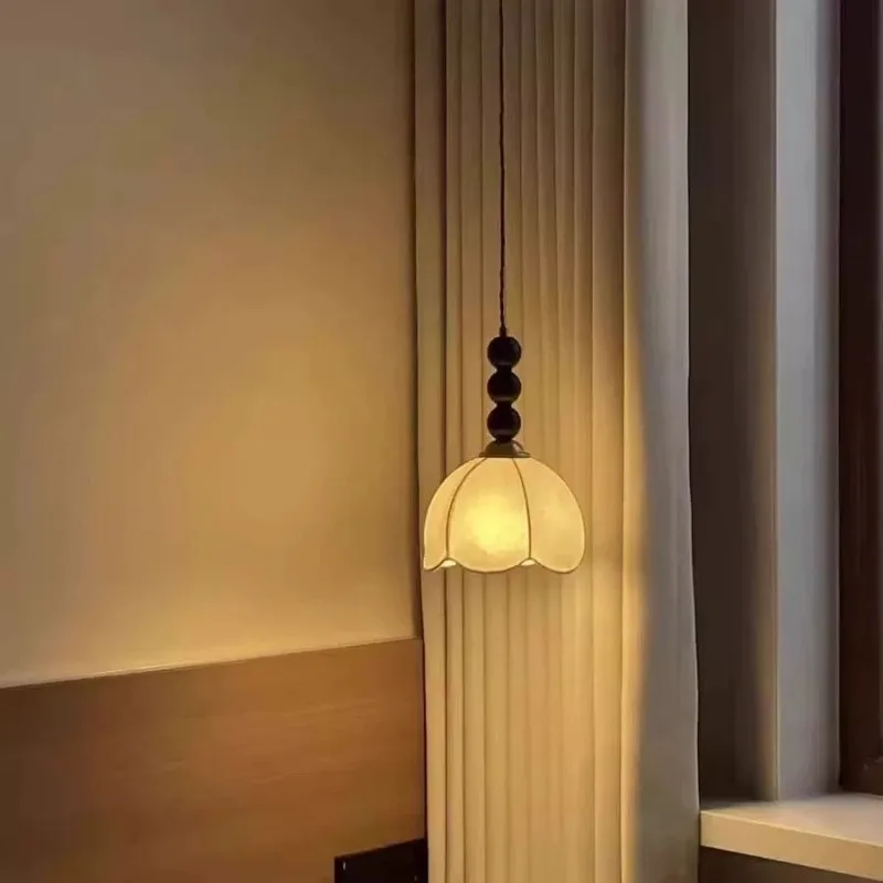 Chandelier bedroom bedside wiring-free chandelier American retro all-copper restaurant bar small