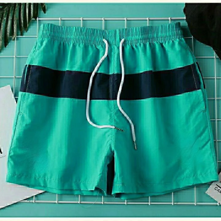 Calção de praia casual masculino, calça esportiva solta, malha interna, reta, splicing, plus size, verão