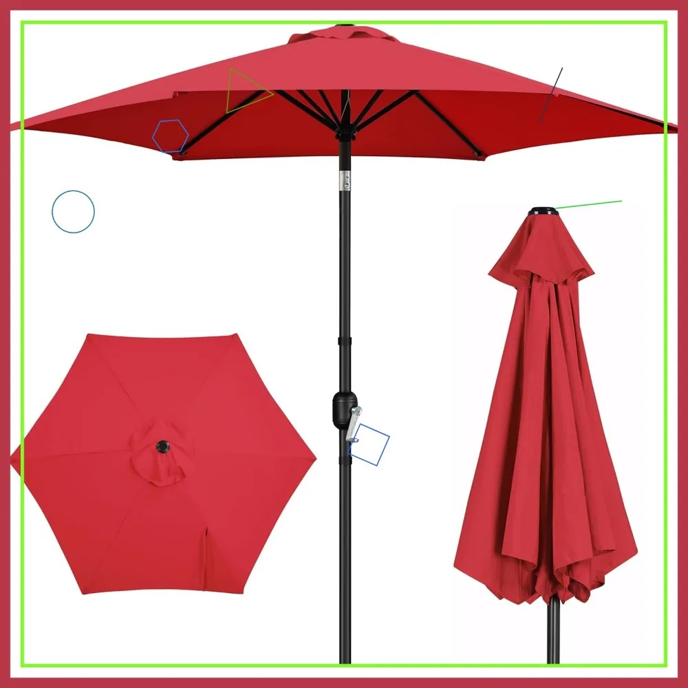 

9FT Outdoor Patio Umbrella with Push Button Tilt and Crank, Polyester Sun Shade for Garden, Deck, Pool
