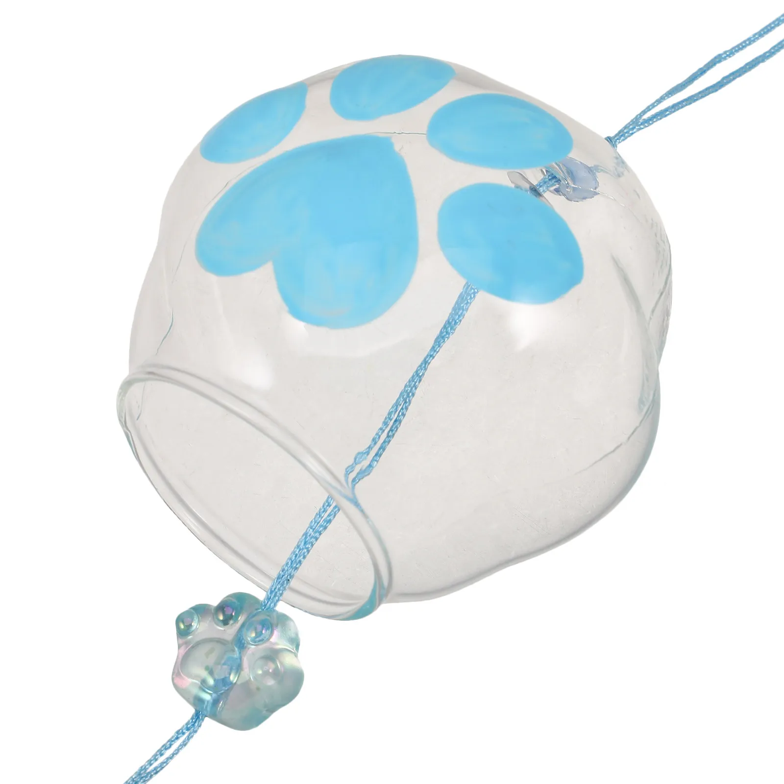 Glass Wind Chime Japanese Inspired Hand Painted Cat Paw Design Kawaii Birthday Decoration Indoor Outdoor Hanging Garden Balcony