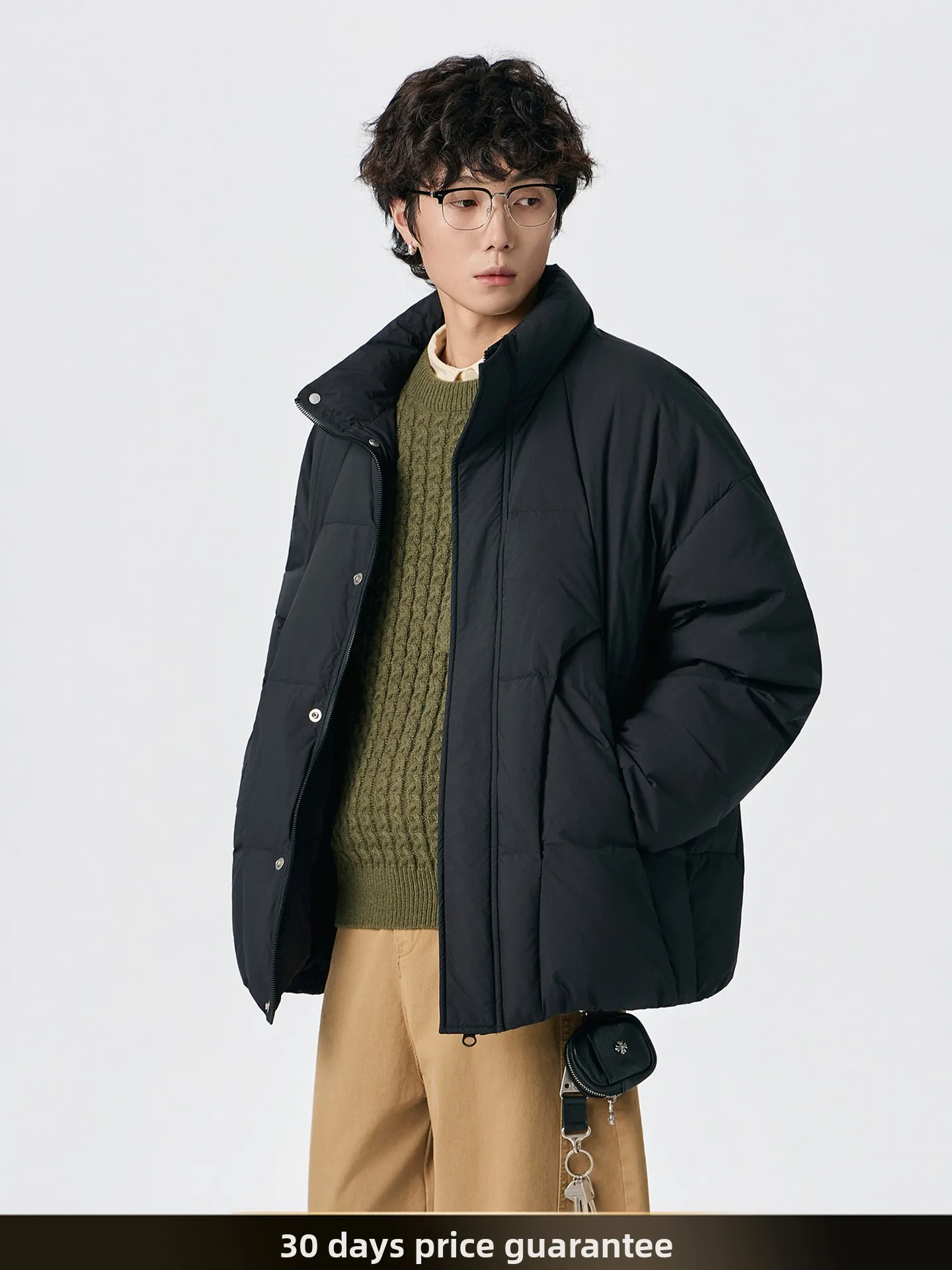 

Nted American Retro Deconstructed Patchwork Stand Collar Men's down Jaet Winter 90 down Pure Color Simple Couple Warm Outer...