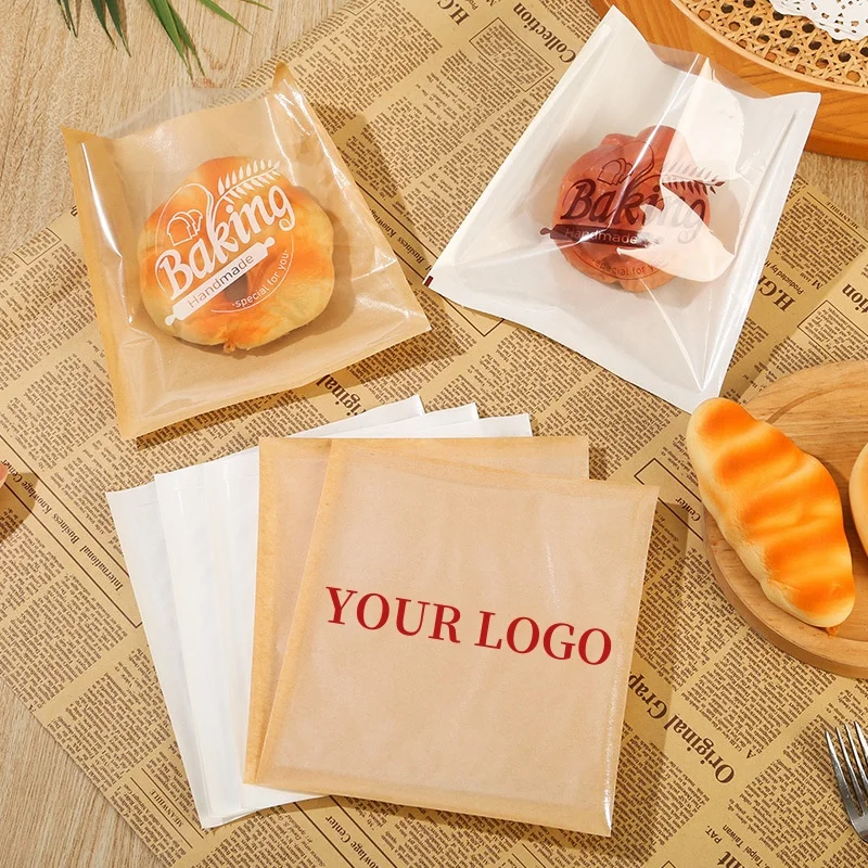 Translucent Bread Baking Bag, Oil Proof, Ins Style Packaging, Toast Donuts Biscuit Sandwich Snack, Custom Printed Bag