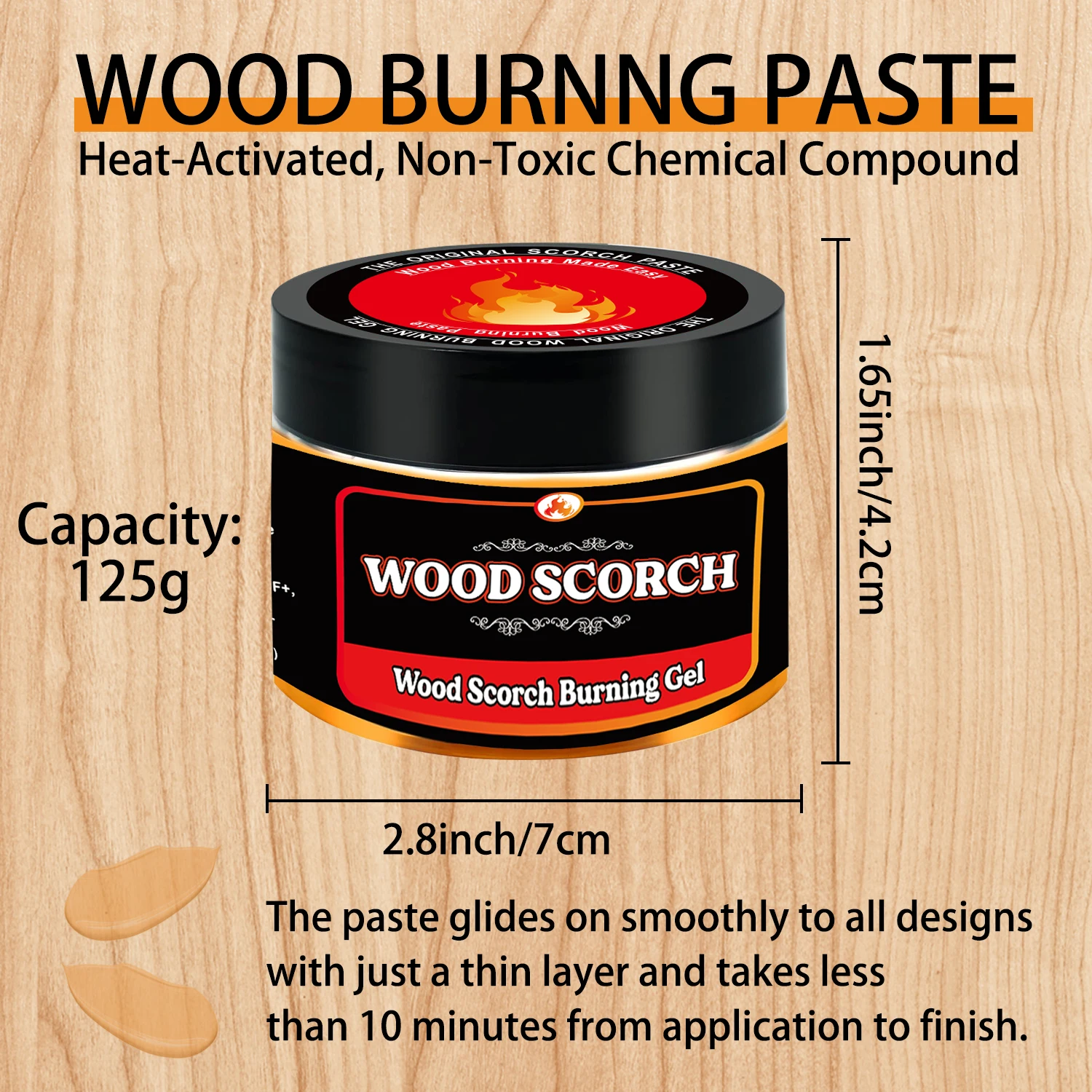 Wooden Burning Paste, Wood Burn Gel for Crafting, Drawing and DIY Arts, Create Beautiful Art in Minutes, Personalize Your Craft