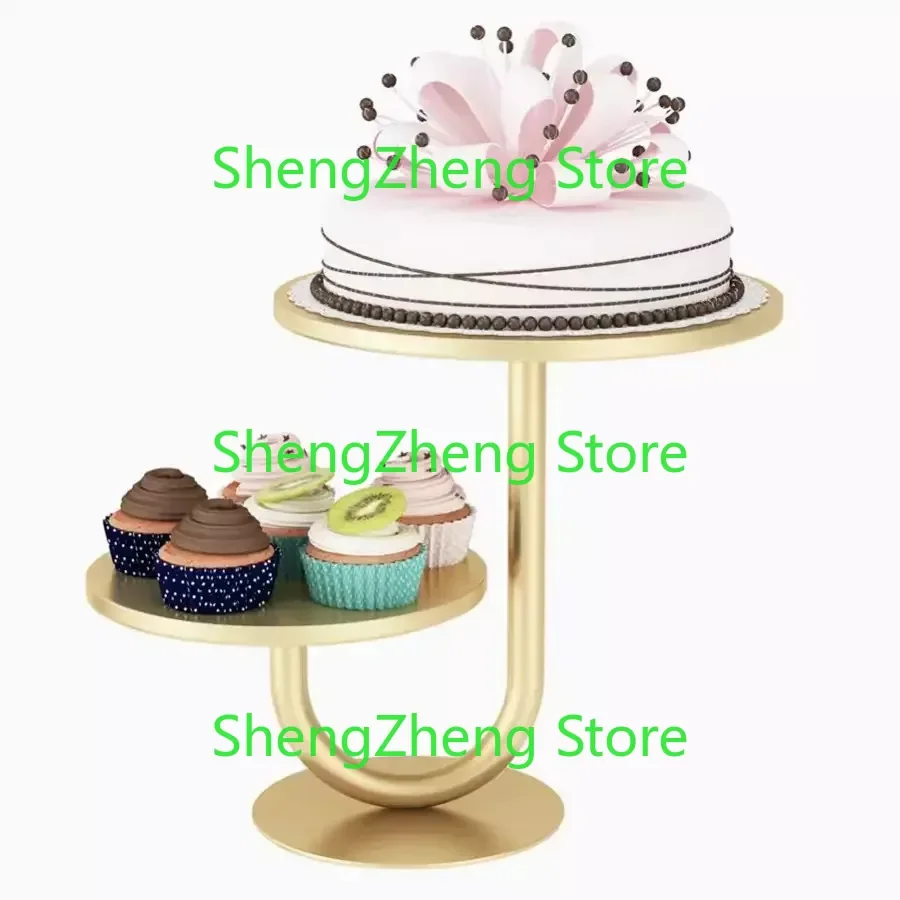 2 In 1 Round Gold Cake Stand Cupcake Display Holder Wedding Party Baby Shower