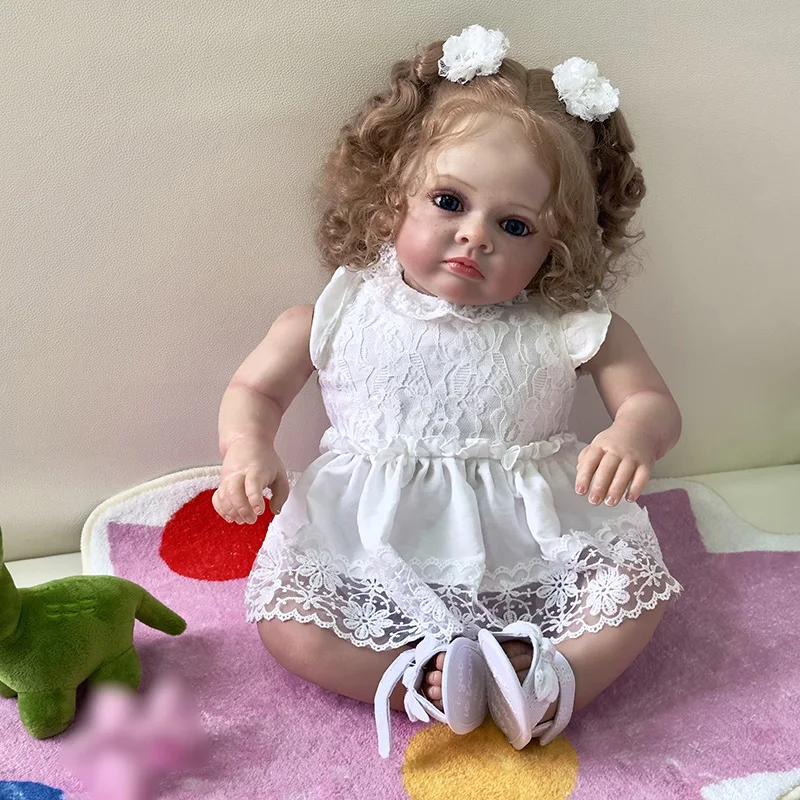 60cm Reborn Toddle Tutti Princess Baby con Blone capelli ricci pelle 3D realistica con vene morbido giocattolo per bambini rinato in vinile per ragazza