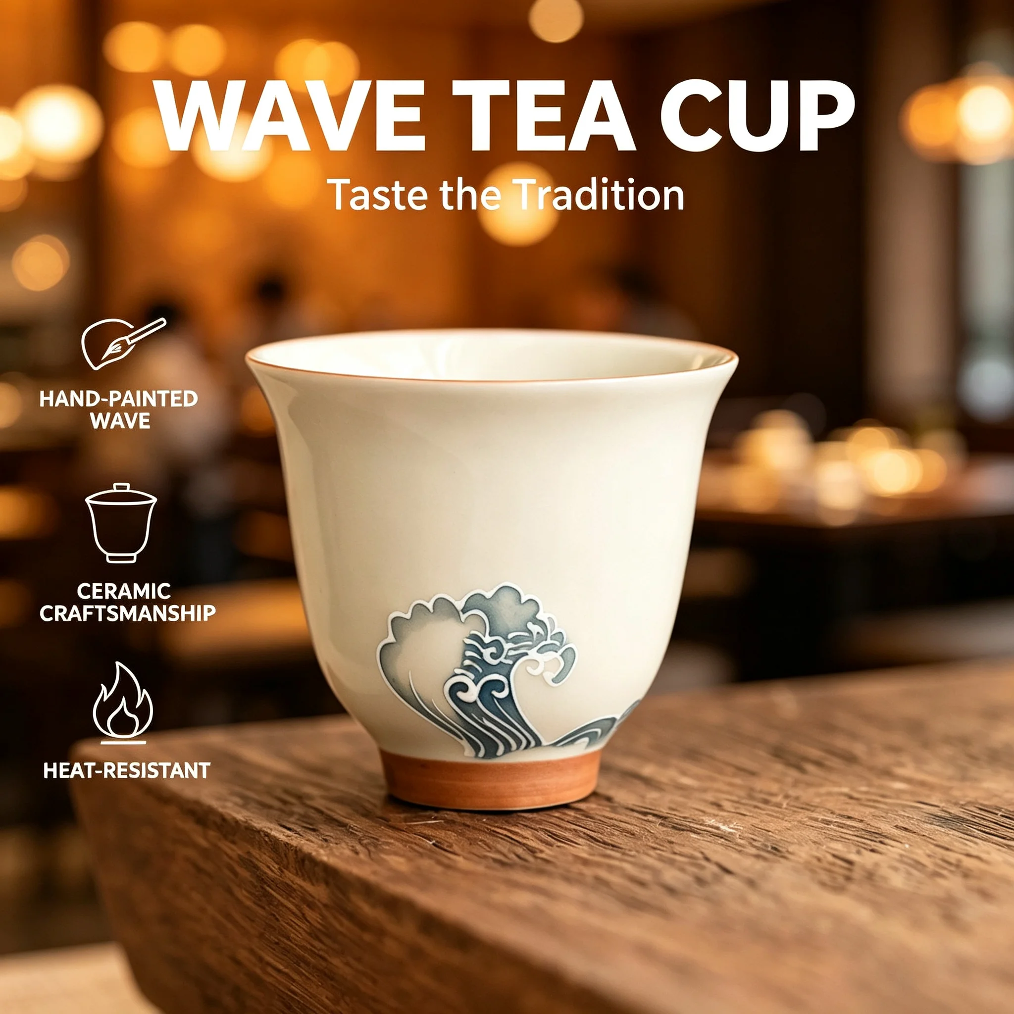 Handmade Carved Wave Relief Bell Cup Ceramic Tasting Cup Master Tea Cup Small Personal Kung Fu Tea Set Home Office Gift Box