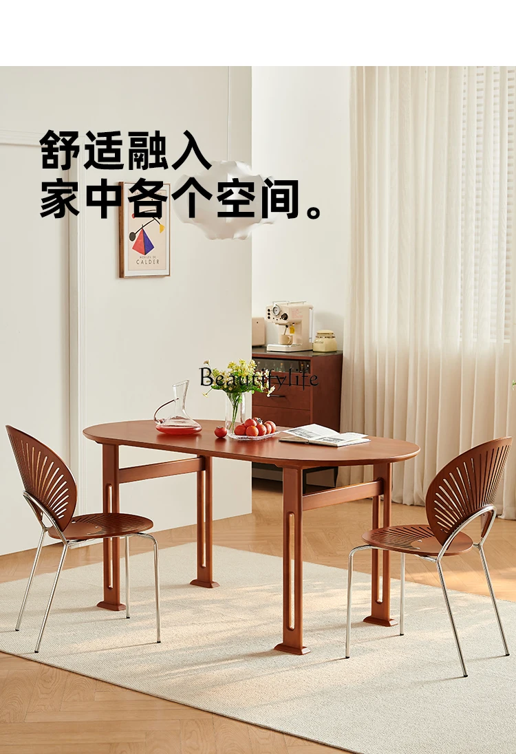 Medieval solid wood dining table oval leisure negotiation retro home dining table