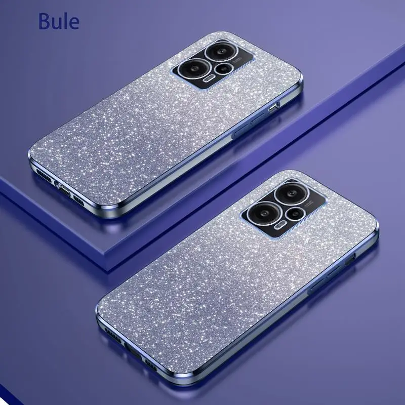 F5pro F 5 4 3 Luxury Glitter Gradient Plating Case For Xiaomi Mi Poco F5 Pro 5g Poko F3 F4 Women Silicone Shockproof Back Cover