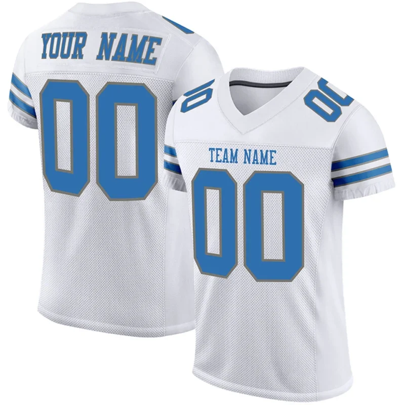 

White Customized Football Jersey for Men Personlized Football Short Sleeves Athletic Tee Shirts Unisex Top