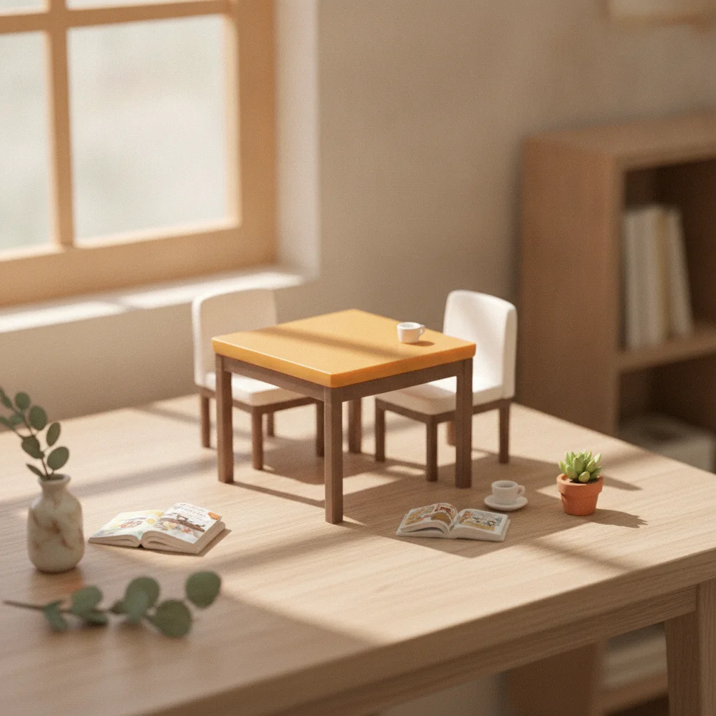 5 Pieces Dollhouse Dining Room Set Decorative Accessory Dollhouse Dining Furniture Set Miniature Table and Chairs No Assembly
