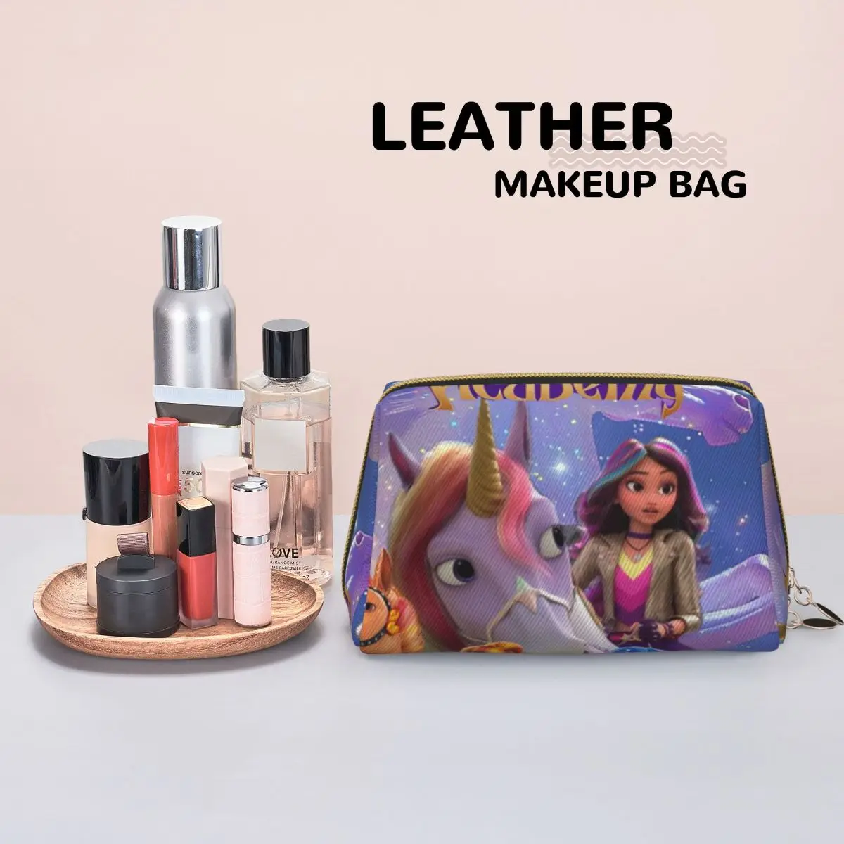 Unicorn Academy Women Cosmetic Bag Travel Makeup Organizer Pouch Toiletry Storage Dopp Kit Box