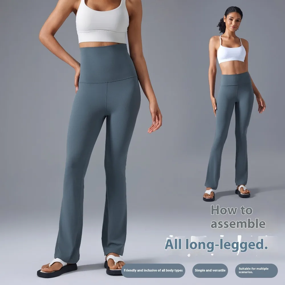 ارتفاع الخصر التخسيس متوهج اليوغا السراويل طوي حزام جرس قيعان الورك رفع البطن التحكم الرياضة اللياقة البدنية السراويل للنساء #3