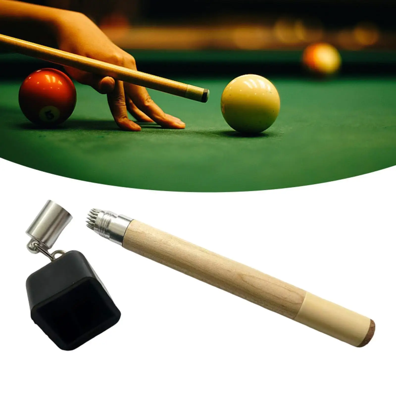

Pool Cue Chalk Holder Multi Purpose Billiard Accessories Tip Pricker Wooden Cover for Home Billiards Play