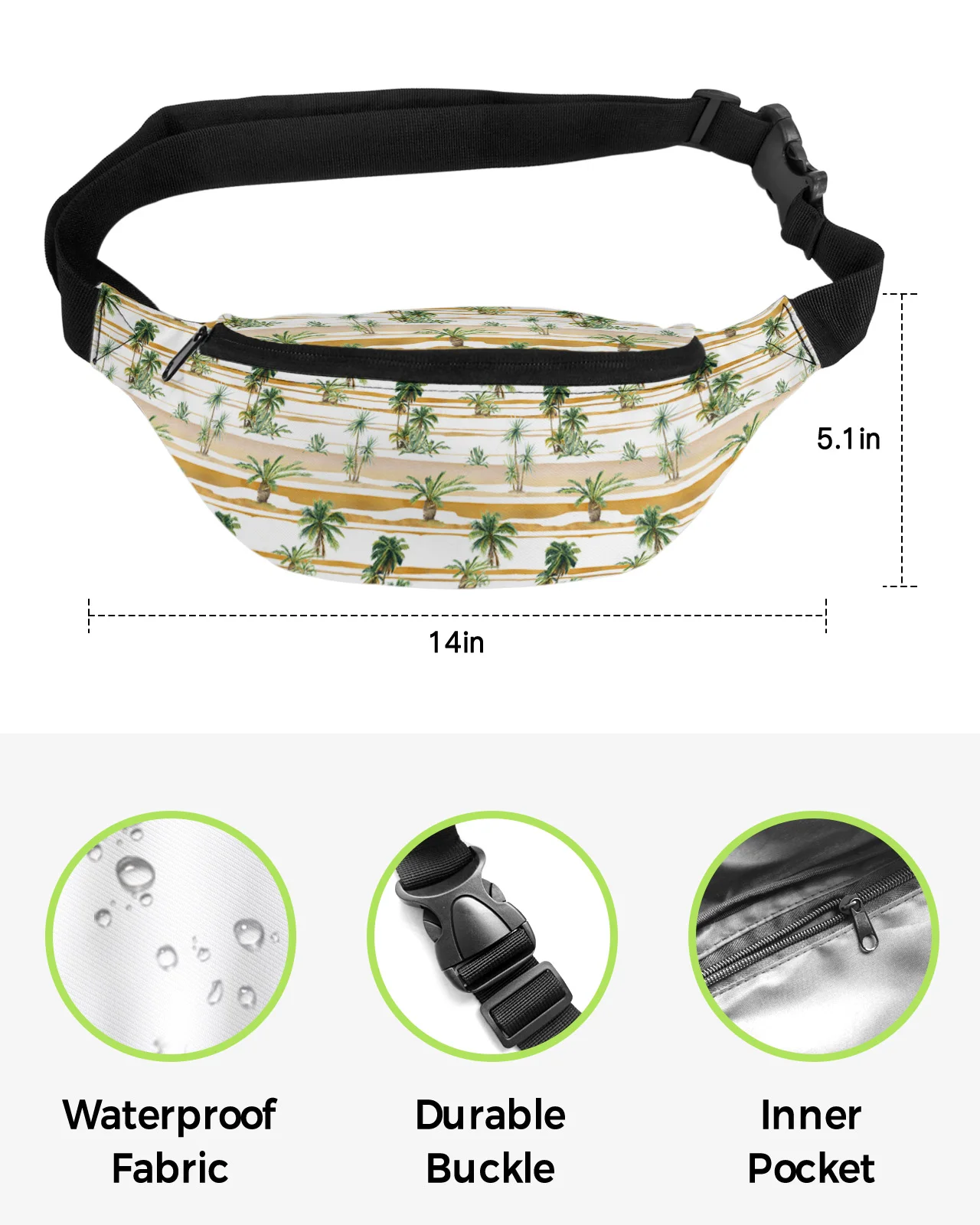 Tropical Plant Palm Trees In Summer Waist Bags for Women Man Travel Shoulder Crossbody Chest Bags Waterproof Fanny Pack