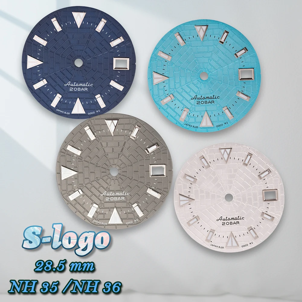 

High Quality 28.5mm NH35 Dial C3 Green Luminous Spider Web Gossip S Dial For NH35/NH36 Movements Watch Dial Repair tool