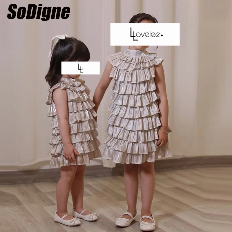 

SoDigne A-line Short Flower Girl Dress 2026 Sleeveless High Neck Girl Communion Dresses Children's Birthday Gowns Customized