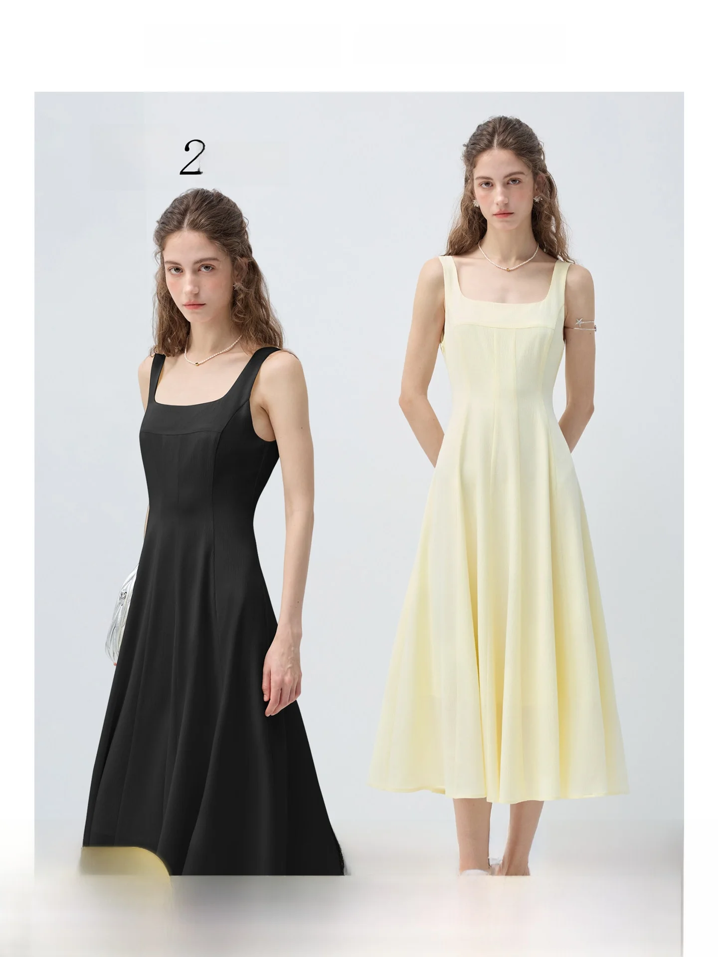

Large Size Women's Square Neck A-Line Long Dress Slimming Waist Design Summer New Style for Plump MM Skin-Friendly Breathable