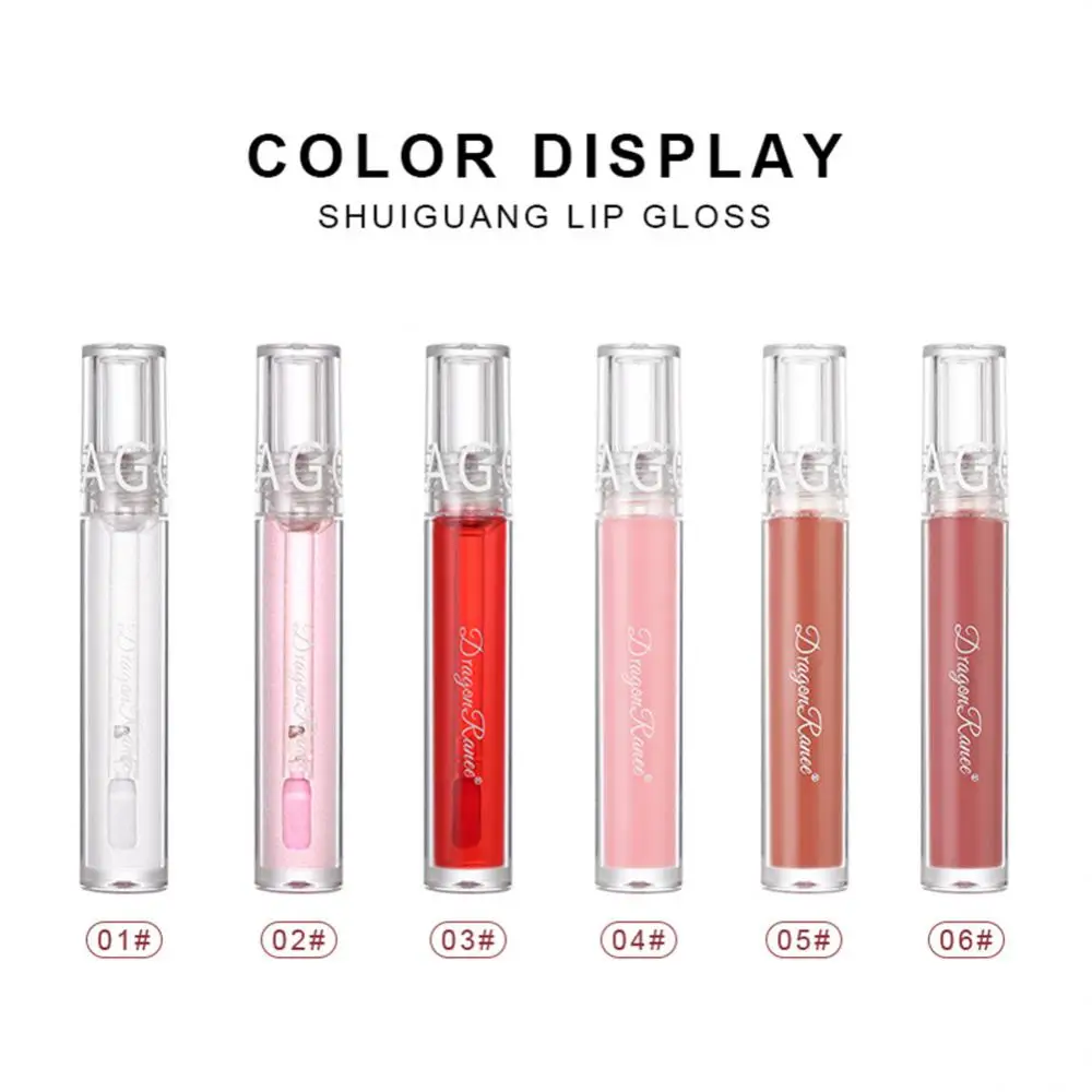 Espelho de água labial gloss labial glaze vidro transparente óleo labial à prova dwaterproof água líquido batom lipgloss lábios cosméticos 6 cores compõem