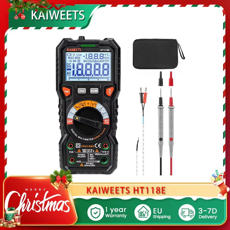 Kaiweets ht118e digitales Wechselstrom-/Gleichstrom-Multimeter trms 2,7 Zählungen, 3,5-Zoll-Display,