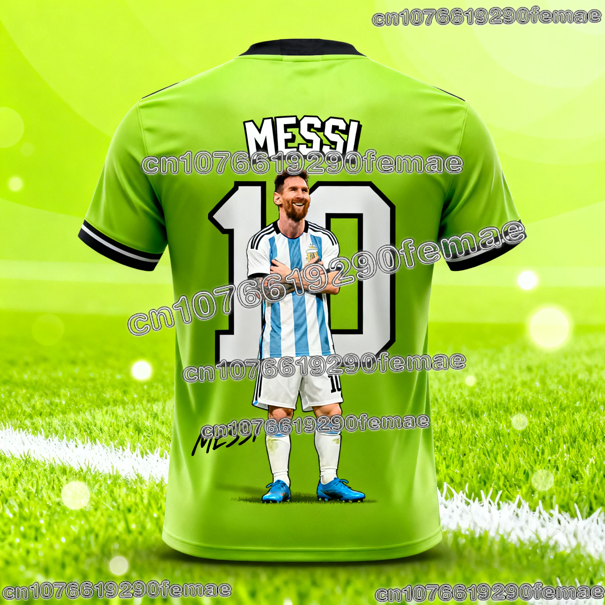 2025 موضة ميسي # 10 كرة القدم تي شيرت 3D طباعة كرة القدم جيرسي الرجال النساء بنين بنات عارضة التدريب تنفس سترة رياضية علوية #3